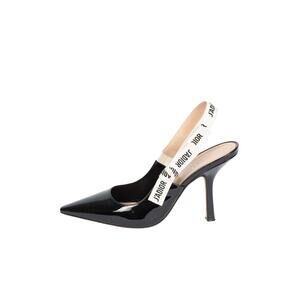 CHRISTIAN DIOR Black Patent Leather J'Adior Slingback Heels Size 38.5
